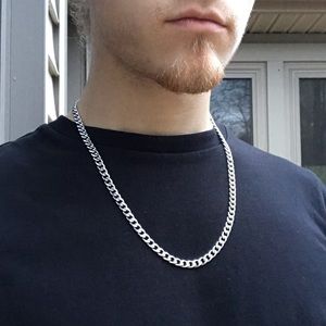 7mm Flat Stainless Steel Cuban Link Curb Chain
